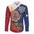 Philippines MassKara Family Matching Long Sleeve Bodycon Dress and Hawaiian Shirt Filipino Carnival Mask and Polynesian Pattern