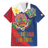 Philippines MassKara Hawaiian Shirt Filipino Carnival Mask and Polynesian Pattern LT03 Blue - Polynesian Pride