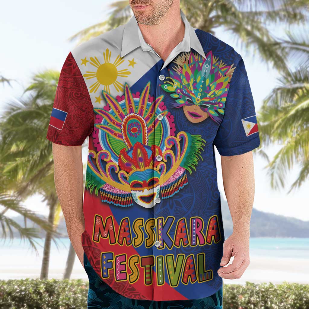 Philippines MassKara Hawaiian Shirt Filipino Carnival Mask and Polynesian Pattern LT03 - Polynesian Pride