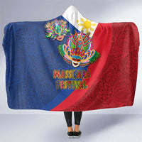 Philippines MassKara Hooded Blanket Filipino Carnival Mask and Polynesian Pattern LT03 One Size Blue - Polynesian Pride