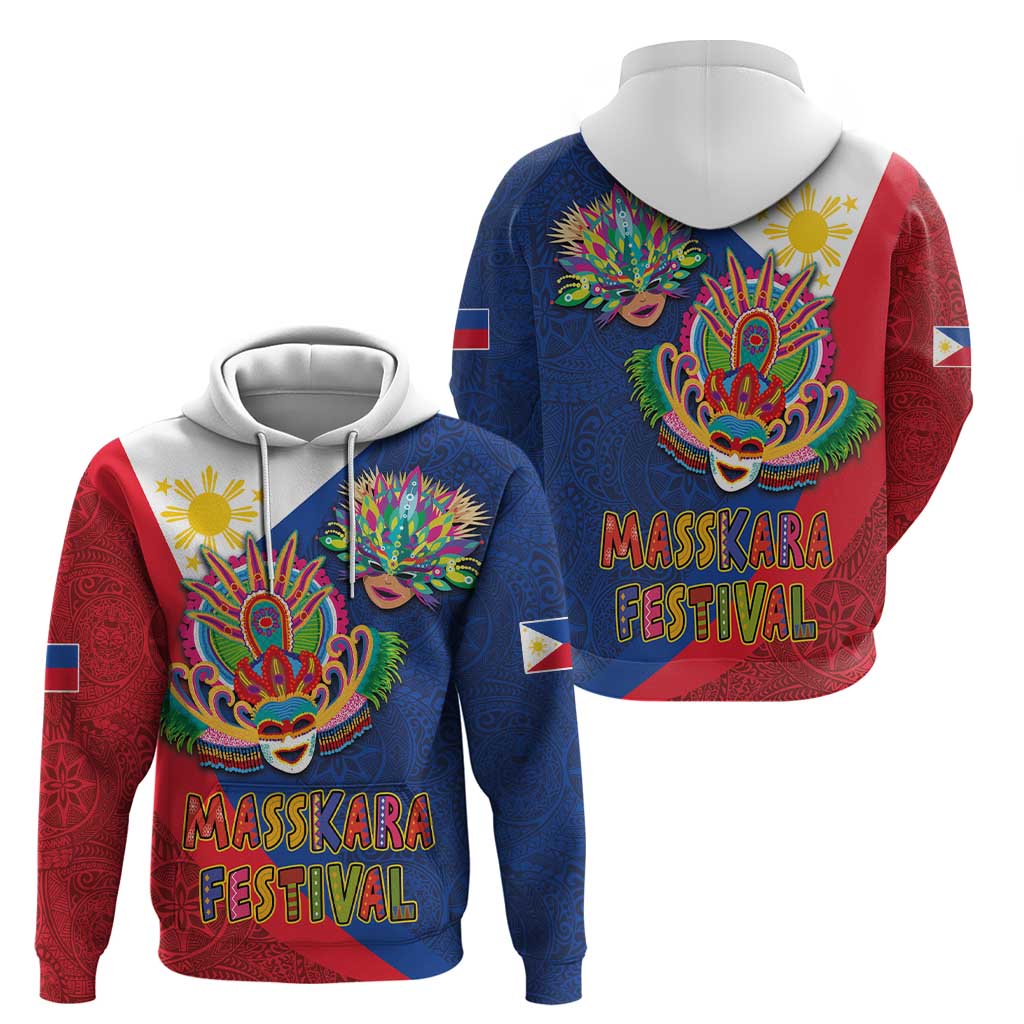 Philippines MassKara Hoodie Filipino Carnival Mask and Polynesian Pattern LT03 - Polynesian Pride