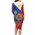 Philippines MassKara Long Sleeve Bodycon Dress Filipino Carnival Mask and Polynesian Pattern