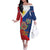 Philippines MassKara Off The Shoulder Long Sleeve Dress Filipino Carnival Mask and Polynesian Pattern