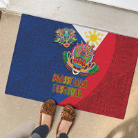 Philippines MassKara Rubber Doormat Filipino Carnival Mask and Polynesian Pattern LT03 - Polynesian Pride
