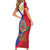 Philippines MassKara Short Sleeve Bodycon Dress Filipino Carnival Mask and Polynesian Pattern