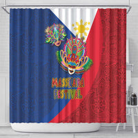 Philippines MassKara Shower Curtain Filipino Carnival Mask and Polynesian Pattern LT03 - Polynesian Pride