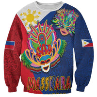 Philippines MassKara Sweatshirt Filipino Carnival Mask and Polynesian Pattern LT03 Unisex Blue - Polynesian Pride