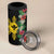 Hawaii and Philippines Together 4 in 1 Can Cooler Tumbler Hibiscus Flower and Sun Badge Polynesian Pattern Coloful