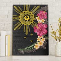 Hawaii and Philippines Together Canvas Wall Art Hibiscus Flower and Sun Badge Polynesian Pattern Coloful LT03 Without Frame Black - Polynesian Pride