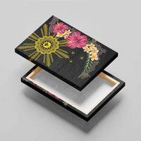 Hawaii and Philippines Together Canvas Wall Art Hibiscus Flower and Sun Badge Polynesian Pattern Coloful LT03 - Polynesian Pride