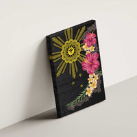 Hawaii and Philippines Together Canvas Wall Art Hibiscus Flower and Sun Badge Polynesian Pattern Coloful LT03 - Polynesian Pride