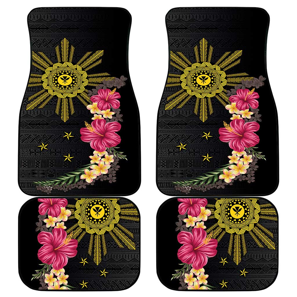 Hawaii and Philippines Together Car Mats Hibiscus Flower and Sun Badge Polynesian Pattern Coloful LT03 - Polynesian Pride
