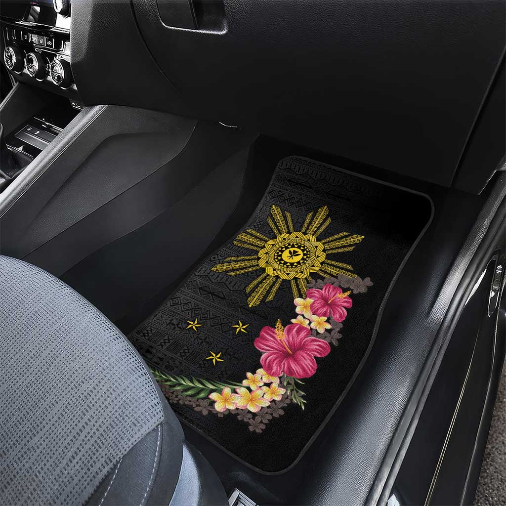 Hawaii and Philippines Together Car Mats Hibiscus Flower and Sun Badge Polynesian Pattern Coloful LT03 - Polynesian Pride
