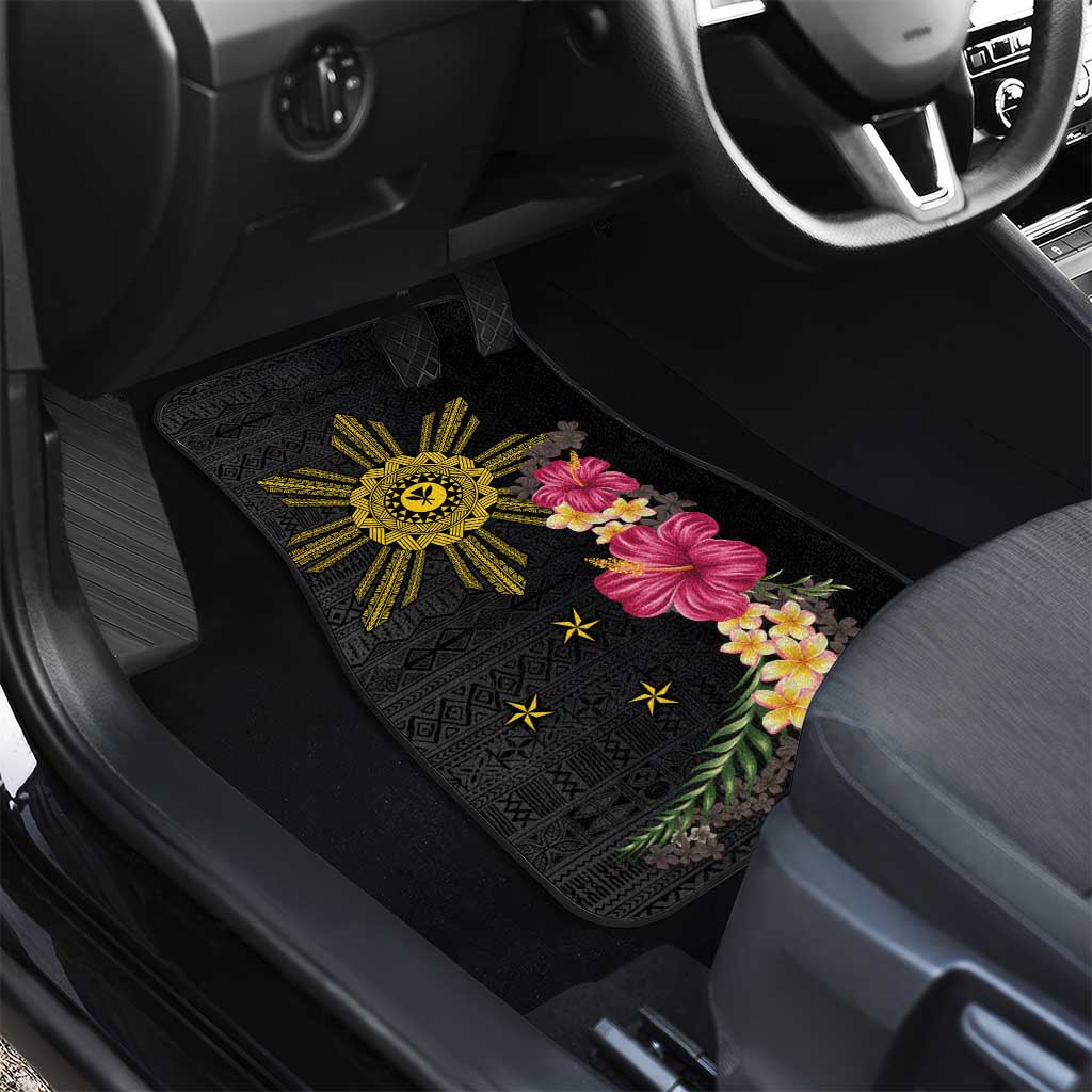 Hawaii and Philippines Together Car Mats Hibiscus Flower and Sun Badge Polynesian Pattern Coloful LT03 - Polynesian Pride