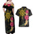 Hawaii and Philippines Together Couples Matching Off Shoulder Maxi Dress and Hawaiian Shirt Hibiscus Flower and Sun Badge Polynesian Pattern Coloful