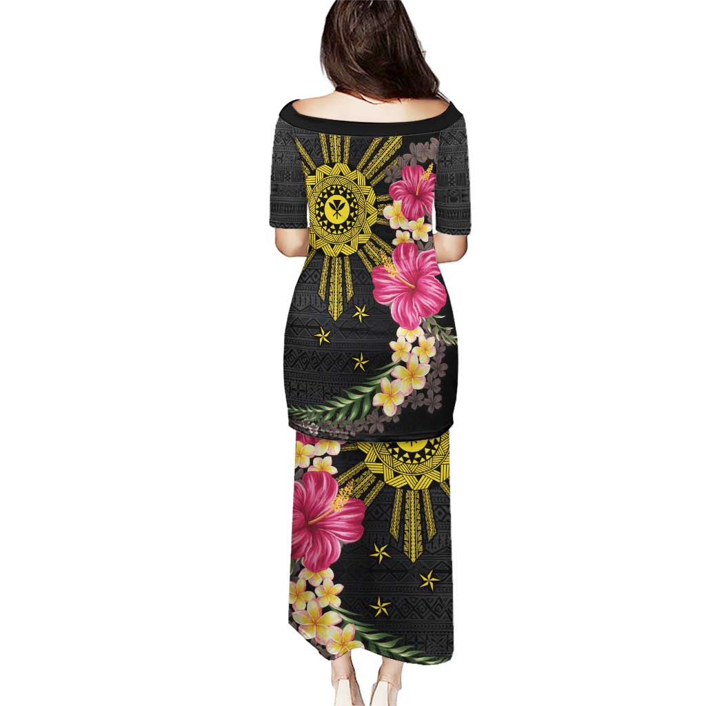 Hawaii and Philippines Together Puletasi Hibiscus Flower and Sun Badge Polynesian Pattern Coloful LT03 - Polynesian Pride