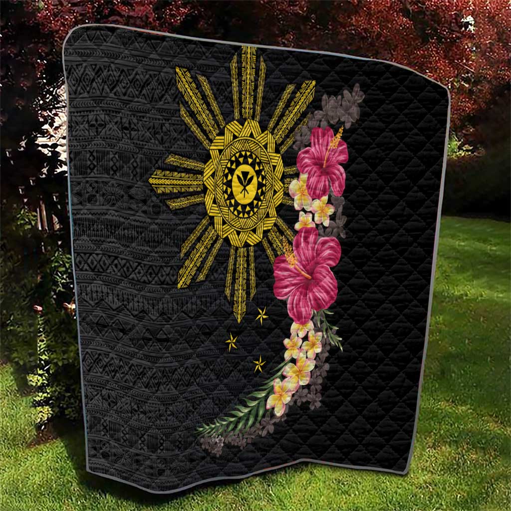 Hawaii and Philippines Together Quilt Hibiscus Flower and Sun Badge Polynesian Pattern Coloful LT03 - Polynesian Pride