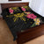 Hawaii and Philippines Together Quilt Bed Set Hibiscus Flower and Sun Badge Polynesian Pattern Coloful