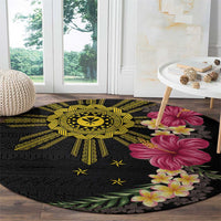 Hawaii and Philippines Together Round Carpet Hibiscus Flower and Sun Badge Polynesian Pattern Coloful LT03 - Polynesian Pride