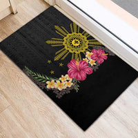 Hawaii and Philippines Together Rubber Doormat Hibiscus Flower and Sun Badge Polynesian Pattern Coloful LT03 - Polynesian Pride