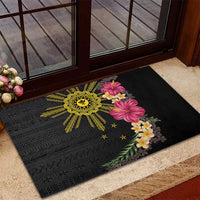Hawaii and Philippines Together Rubber Doormat Hibiscus Flower and Sun Badge Polynesian Pattern Coloful LT03 - Polynesian Pride