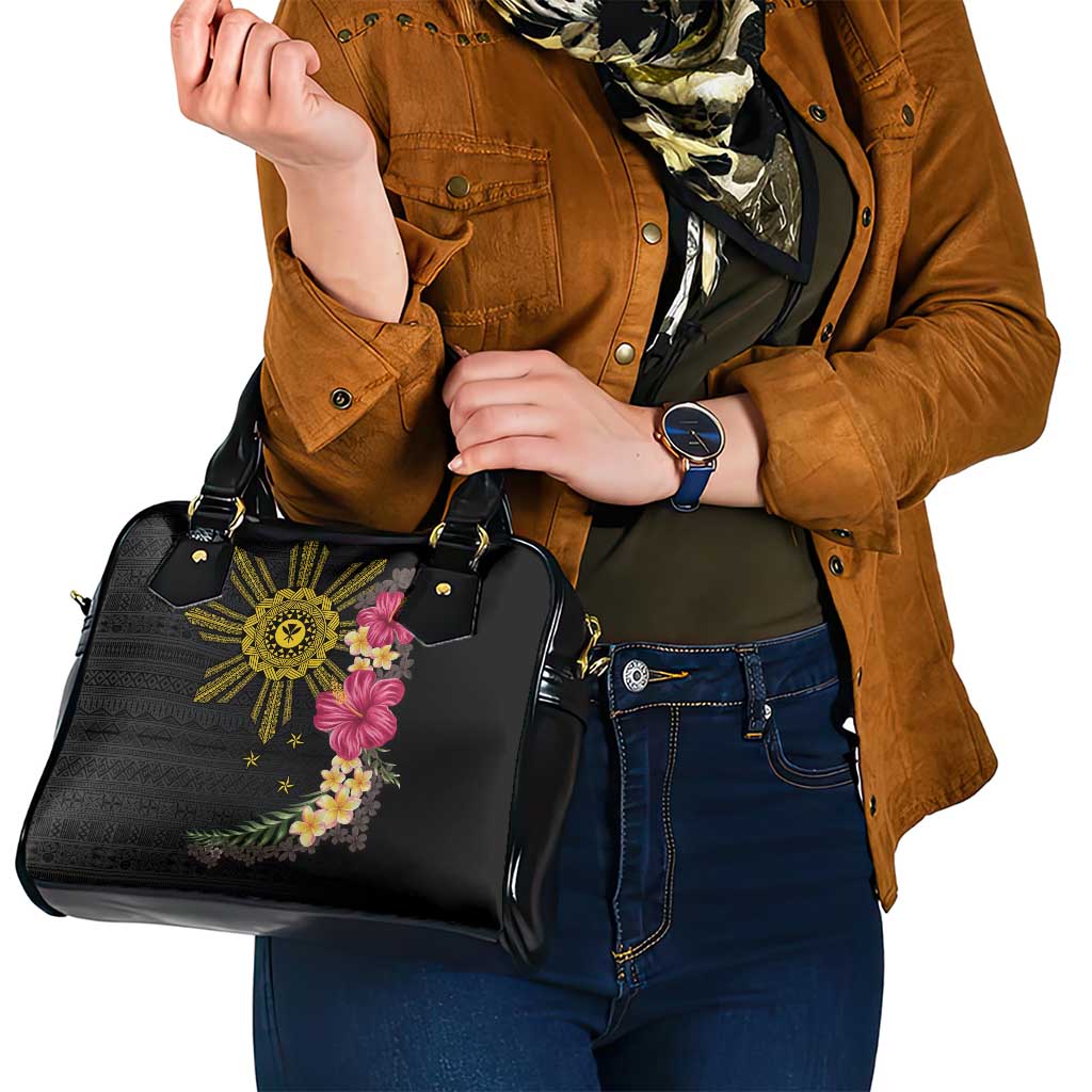 Hawaii and Philippines Together Shoulder Handbag Hibiscus Flower and Sun Badge Polynesian Pattern Coloful LT03 - Polynesian Pride