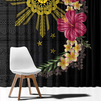 Hawaii and Philippines Together Window Curtain Hibiscus Flower and Sun Badge Polynesian Pattern Coloful LT03 - Polynesian Pride