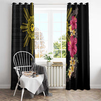 Hawaii and Philippines Together Window Curtain Hibiscus Flower and Sun Badge Polynesian Pattern Coloful LT03 - Polynesian Pride