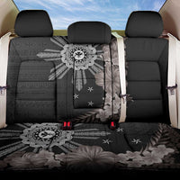 Hawaii and Philippines Together Back Car Seat Cover Hibiscus Flower and Sun Badge Polynesian Pattern Grayscale LT03 One Size Black - Polynesian Pride