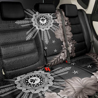 Hawaii and Philippines Together Back Car Seat Cover Hibiscus Flower and Sun Badge Polynesian Pattern Grayscale LT03 - Polynesian Pride