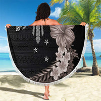 Hawaii and Philippines Together Beach Blanket Hibiscus Flower and Sun Badge Polynesian Pattern Grayscale LT03 - Polynesian Pride