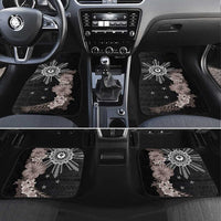 Hawaii and Philippines Together Car Mats Hibiscus Flower and Sun Badge Polynesian Pattern Grayscale LT03 Set 4pcs Black - Polynesian Pride