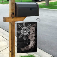 Hawaii and Philippines Together Garden Flag Hibiscus Flower and Sun Badge Polynesian Pattern Grayscale LT03 - Polynesian Pride