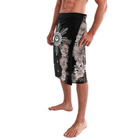 Hawaii and Philippines Together Lavalava Hibiscus Flower and Sun Badge Polynesian Pattern Grayscale LT03 - Polynesian Pride