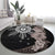 Hawaii and Philippines Together Round Carpet Hibiscus Flower and Sun Badge Polynesian Pattern Grayscale