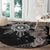 Hawaii and Philippines Together Round Carpet Hibiscus Flower and Sun Badge Polynesian Pattern Grayscale