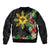 Tropical Hawaii and Philippines Bomber Jacket Kanaka Maoli and Sun Badge Batok Tattoo Colorful