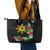 Tropical Hawaii and Philippines Leather Tote Bag Kanaka Maoli and Sun Badge Batok Tattoo Colorful