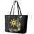 Tropical Hawaii and Philippines Leather Tote Bag Kanaka Maoli and Sun Badge Batok Tattoo Colorful