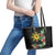 Tropical Hawaii and Philippines Leather Tote Bag Kanaka Maoli and Sun Badge Batok Tattoo Colorful