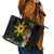 Tropical Hawaii and Philippines Leather Tote Bag Kanaka Maoli and Sun Badge Batok Tattoo Colorful