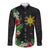 Tropical Hawaii and Philippines Long Sleeve Button Shirt Kanaka Maoli and Sun Badge Batok Tattoo Colorful