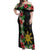 Tropical Hawaii and Philippines Off Shoulder Maxi Dress Kanaka Maoli and Sun Badge Batok Tattoo Colorful