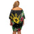 Tropical Hawaii and Philippines Off Shoulder Short Dress Kanaka Maoli and Sun Badge Batok Tattoo Colorful