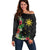 Tropical Hawaii and Philippines Off Shoulder Sweater Kanaka Maoli and Sun Badge Batok Tattoo Colorful