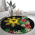 Tropical Hawaii and Philippines Round Carpet Kanaka Maoli and Sun Badge Batok Tattoo Colorful