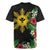 Tropical Hawaii and Philippines Rugby Jersey Kanaka Maoli and Sun Badge Batok Tattoo Colorful