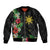 Tropical Hawaii and Philippines Sleeve Zip Bomber Jacket Kanaka Maoli and Sun Badge Batok Tattoo Colorful