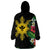 Tropical Hawaii and Philippines Wearable Blanket Hoodie Kanaka Maoli and Sun Badge Batok Tattoo Colorful