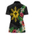 Tropical Hawaii and Philippines Women Polo Shirt Kanaka Maoli and Sun Badge Batok Tattoo Colorful